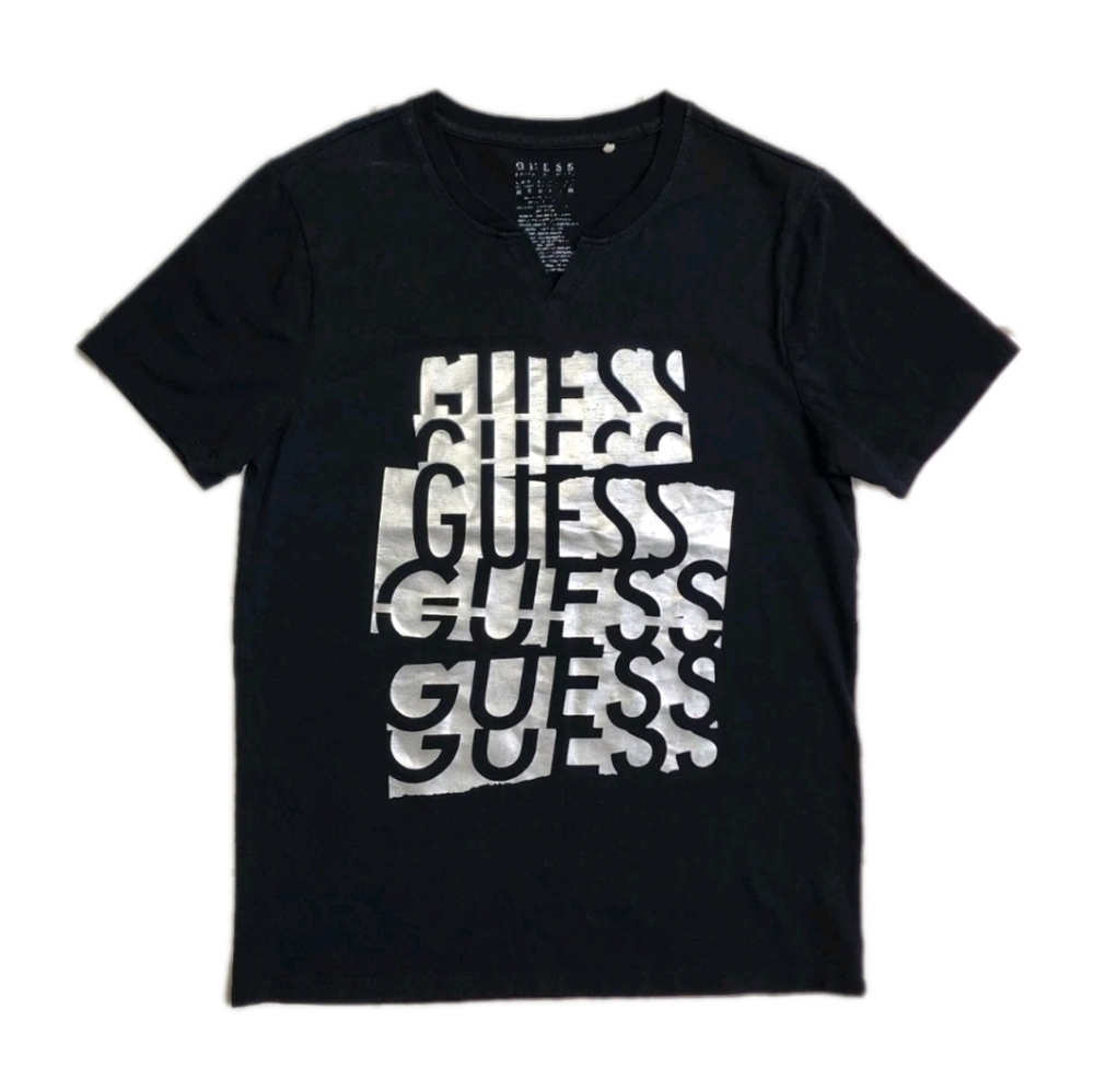 GUESS Factory Men's Tee Mirroko Logo T-shirt V-Neck Size M